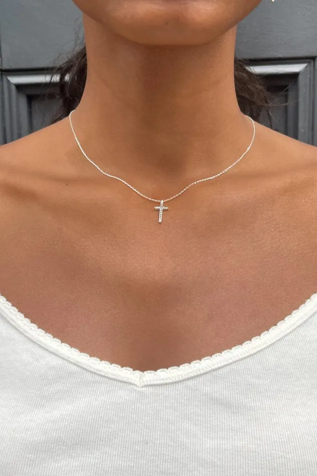 Accessories Rhinestone Cross Necklace Brandy Melville JEWELRY