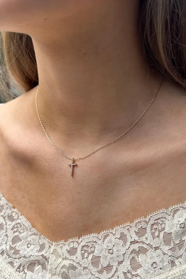 Accessories Rhinestone Cross Necklace Brandy Melville JEWELRY