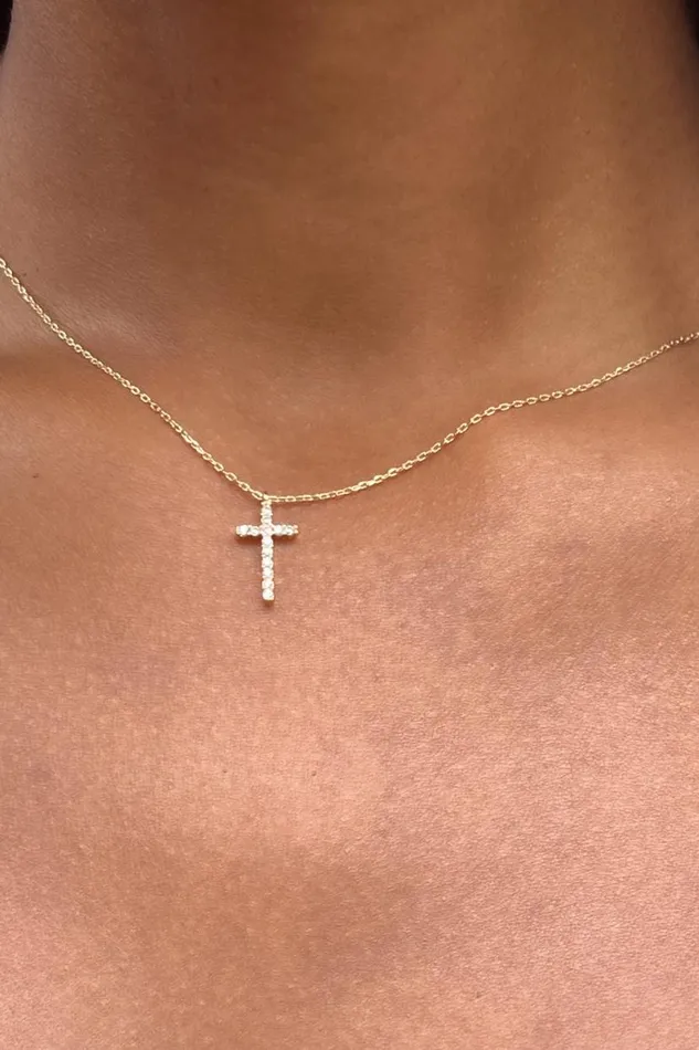 Accessories Rhinestone Cross Necklace Brandy Melville JEWELRY