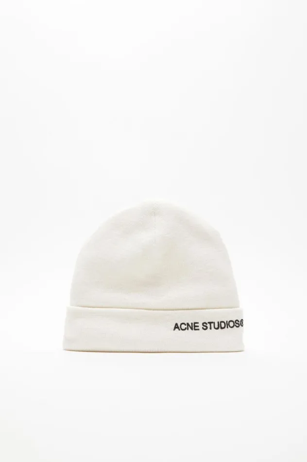 Acne Studios Embroidered Logo Beanie Off White Women Hats