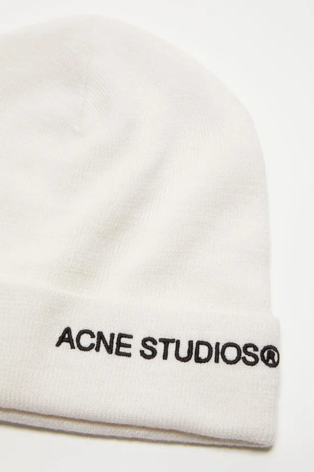 Acne Studios Embroidered Logo Beanie Off White Women Hats
