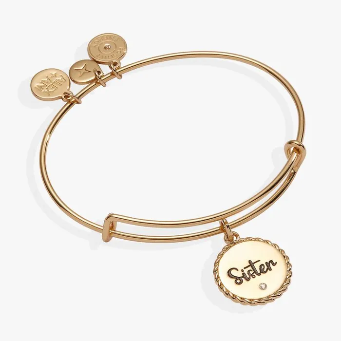 Bracelets Women Alex And Ani Sister Charm Bangle Gold