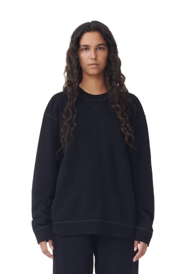 Clothing GANNI Extended Sizes Black Isoli Drop Shoulder Sweatshirt Black