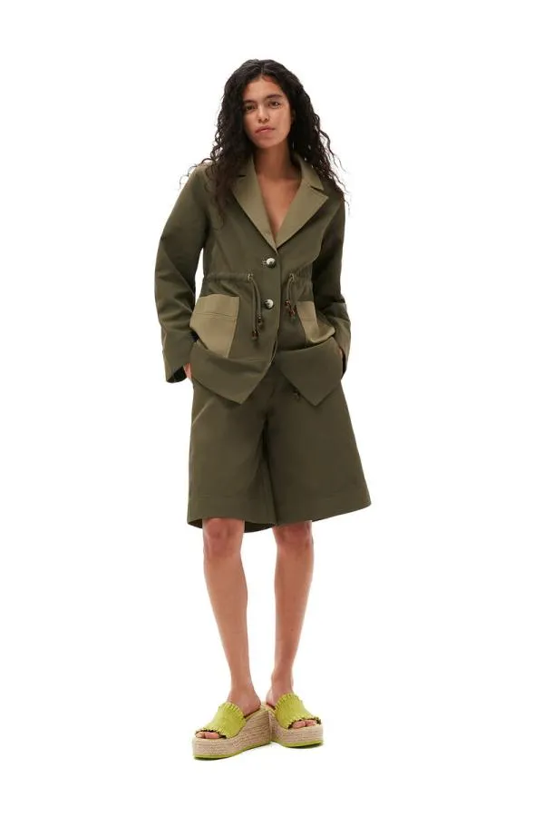 Clothing GANNI Shorts Heavy Twill Wide Shorts Kalamata Clothing GANNI Shorts Heavy Twill Wide Shorts Kalamata