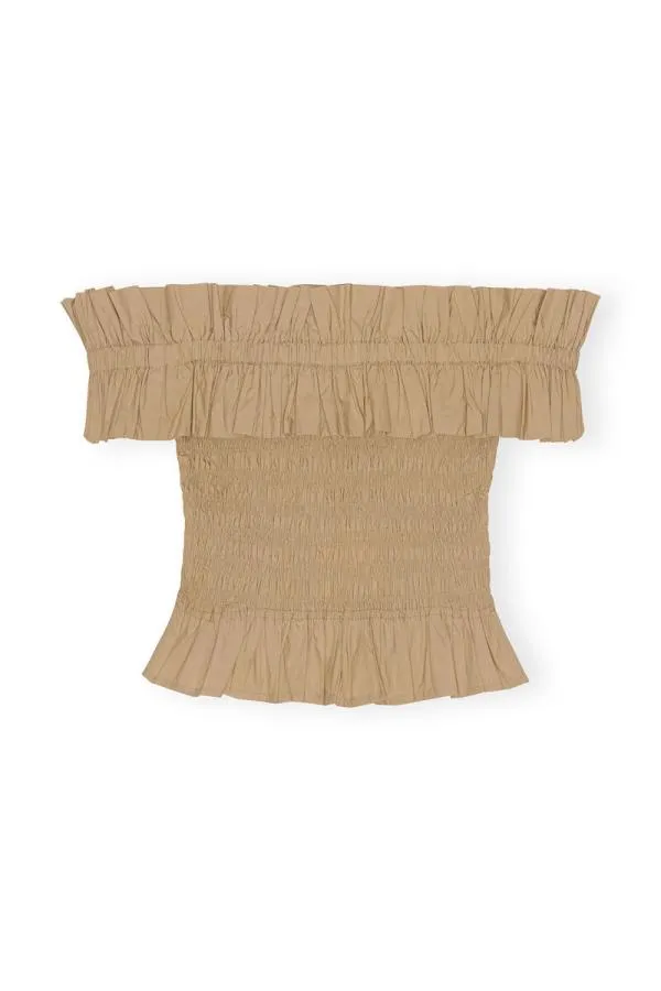 Clothing GANNI Tops Cotton Poplin Offshoulder Smock Top Curds And Whey Clothing GANNI Tops Cotton Poplin Offshoulder Smock Top Curds And Whey