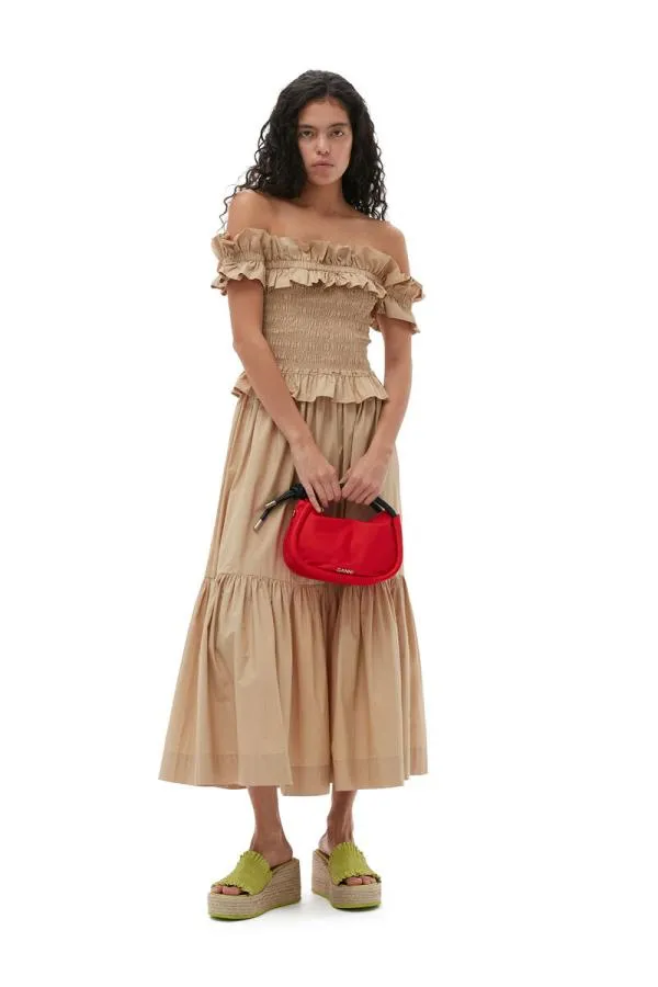 Clothing GANNI Tops Cotton Poplin Offshoulder Smock Top Curds And Whey Clothing GANNI Tops Cotton Poplin Offshoulder Smock Top Curds And Whey