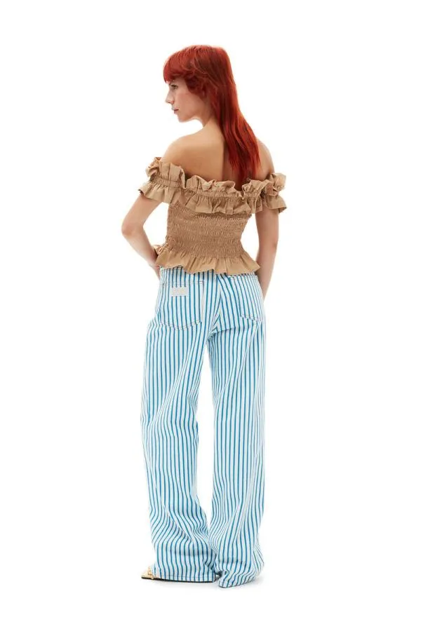 Clothing GANNI Tops Cotton Poplin Offshoulder Smock Top Curds And Whey Clothing GANNI Tops Cotton Poplin Offshoulder Smock Top Curds And Whey