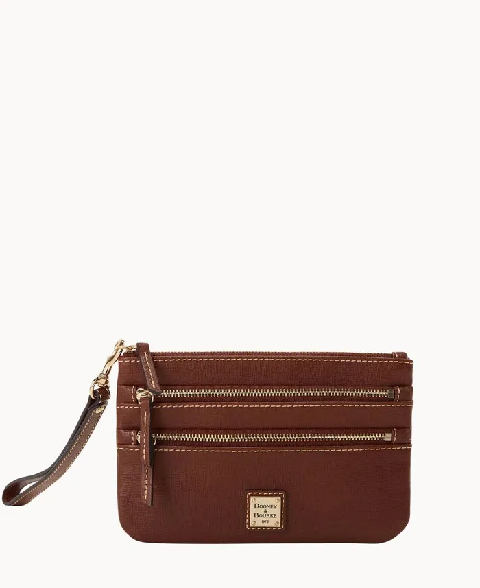 Dooney and Bourke Wallets Saffiano Triple Zip Wristlet Amber 8211 WomenMen