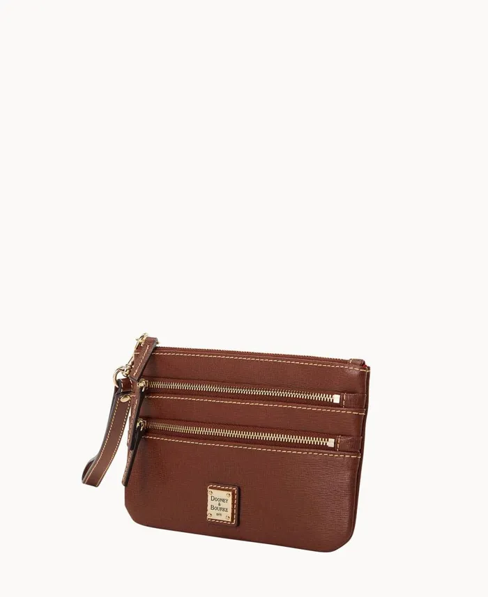 Dooney and Bourke Wallets Saffiano Triple Zip Wristlet Amber 8211 WomenMen