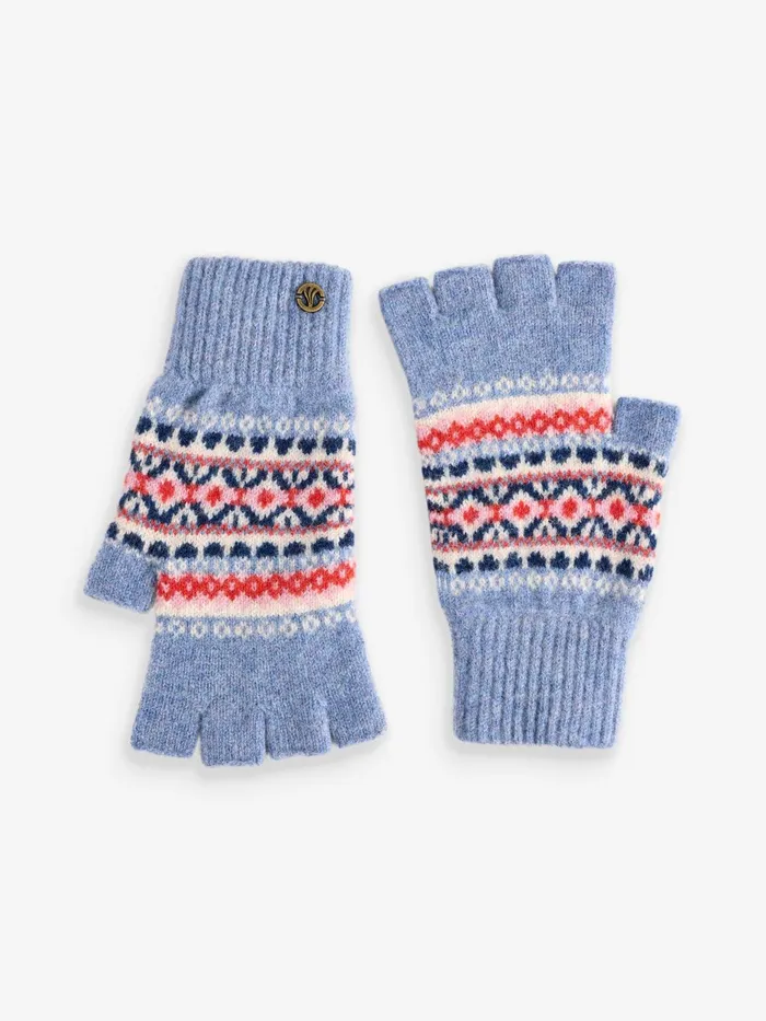 Fat Face Gloves Blue Lambswool Fairisle Fingerless Gloves 8211 Women