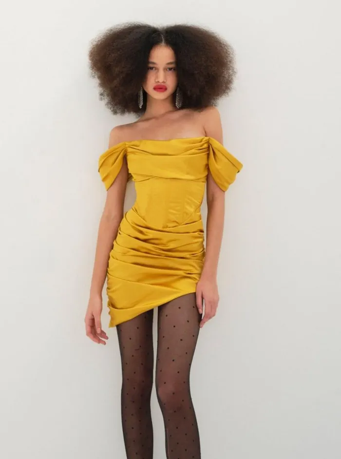 For Love and Lemons Dresses Drew Mini Dress Yellow 8211 Women