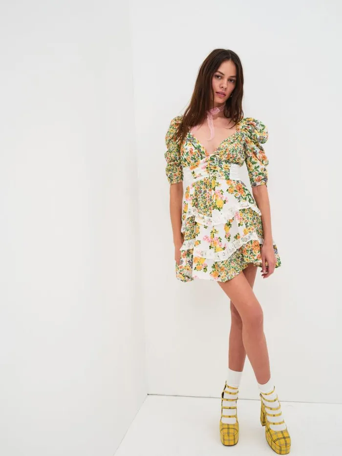 For Love and Lemons Dresses Rosalyn Mini Dress Green 8211 Women