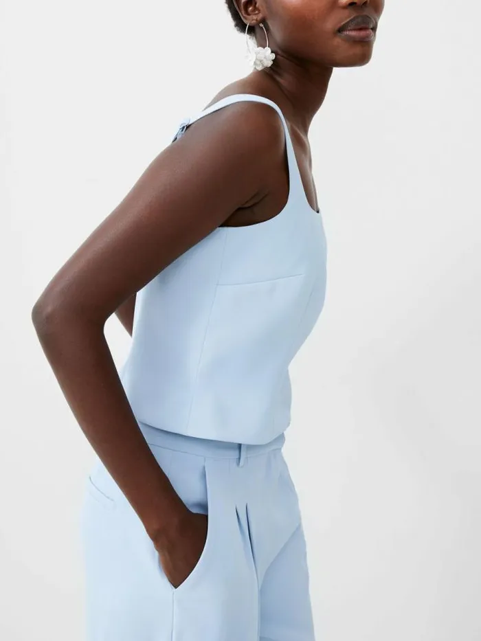 French Connection Harrie Tailored Square Neck Top Cashmere Blue Women Tops
