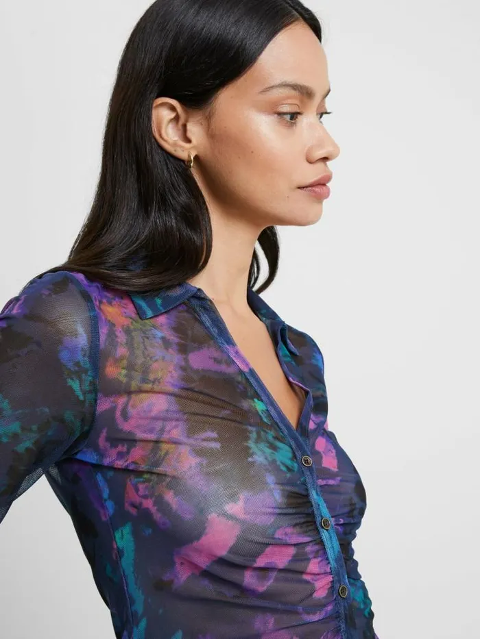 French Connection Toni Mesh Gabriela Top Blue Depths Women Tops
