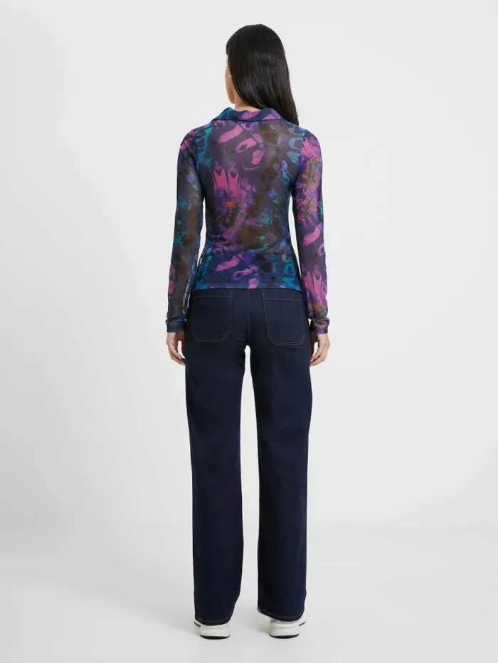 French Connection Toni Mesh Gabriela Top Blue Depths Women Tops