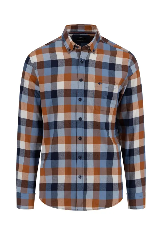 FYNCHHATTON Checkered Flannel Shirt Made Of Cotton Hazelflame Men Shirts