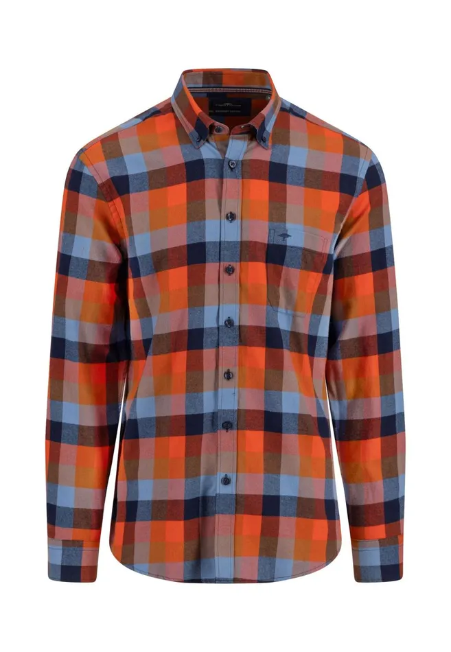 FYNCHHATTON Checkered Flannel Shirt Made Of Cotton Hazelflame Men Shirts