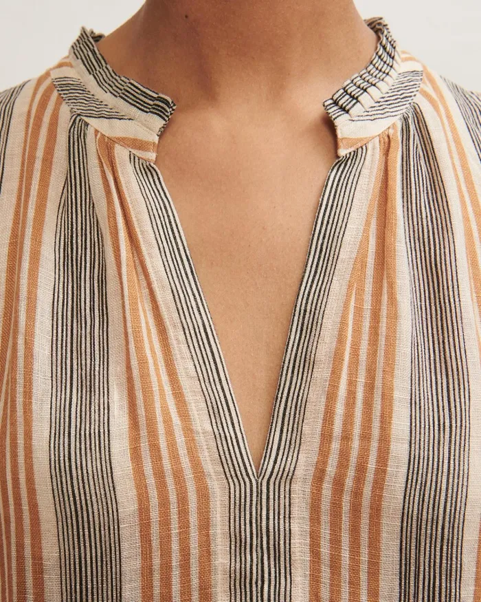 Jigsaw Dresses and Jumpsuits Women Gauze Linen Striped Maxi Dress Cream
