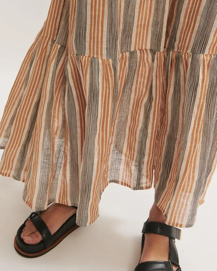 Jigsaw Dresses and Jumpsuits Women Gauze Linen Striped Maxi Dress Cream