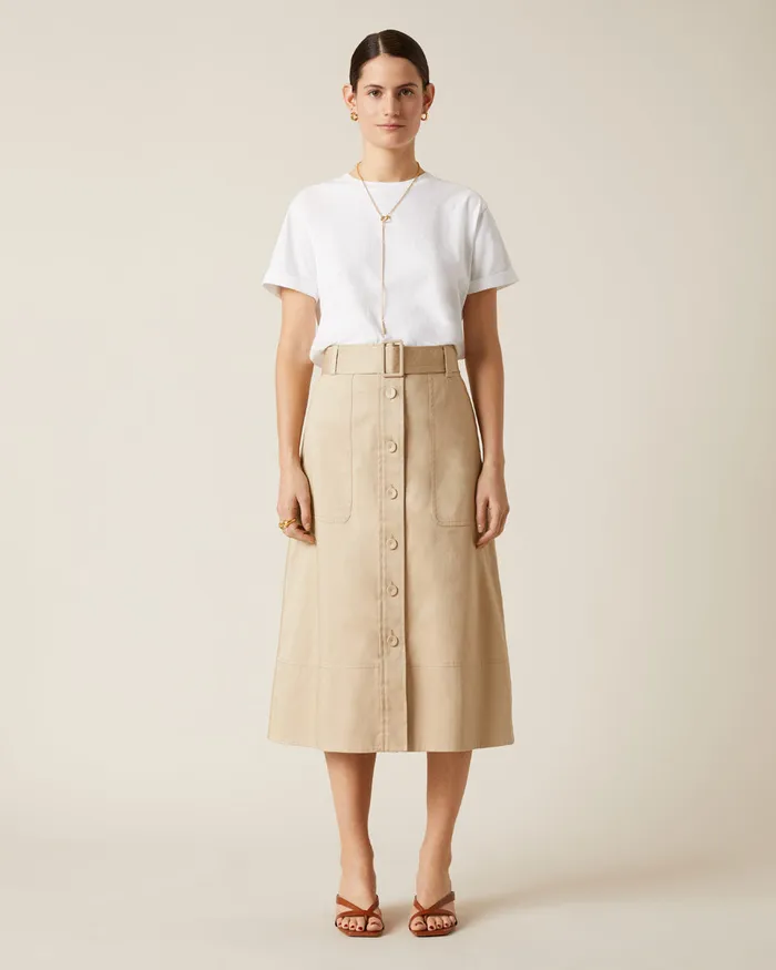Jigsaw Skirts Women Belted Utility Trench Skirt Cream