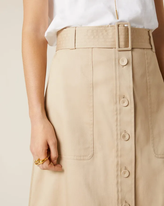 Jigsaw Skirts Women Belted Utility Trench Skirt Cream