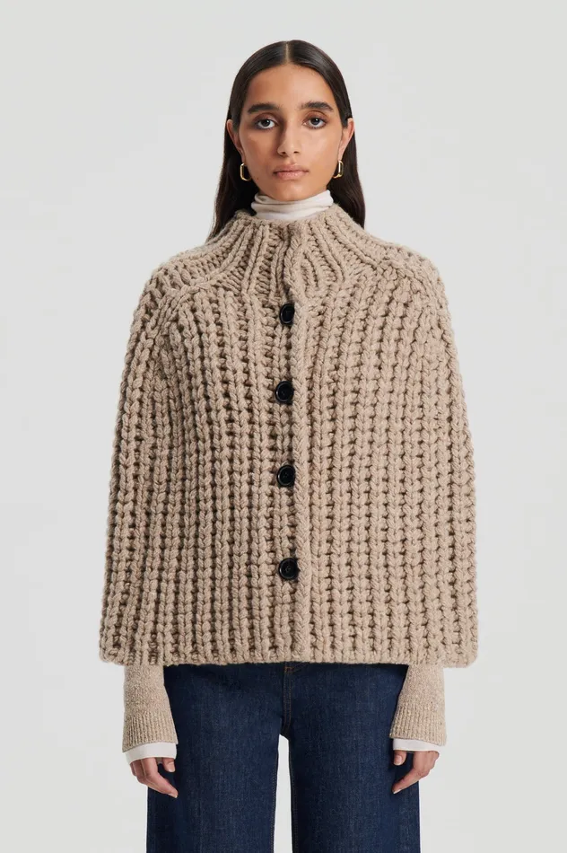 Knitwear Women Scanlan Theodore HANDKNIT CAPE TAUPE Knitwear Women Scanlan Theodore HANDKNIT CAPE TAUPE