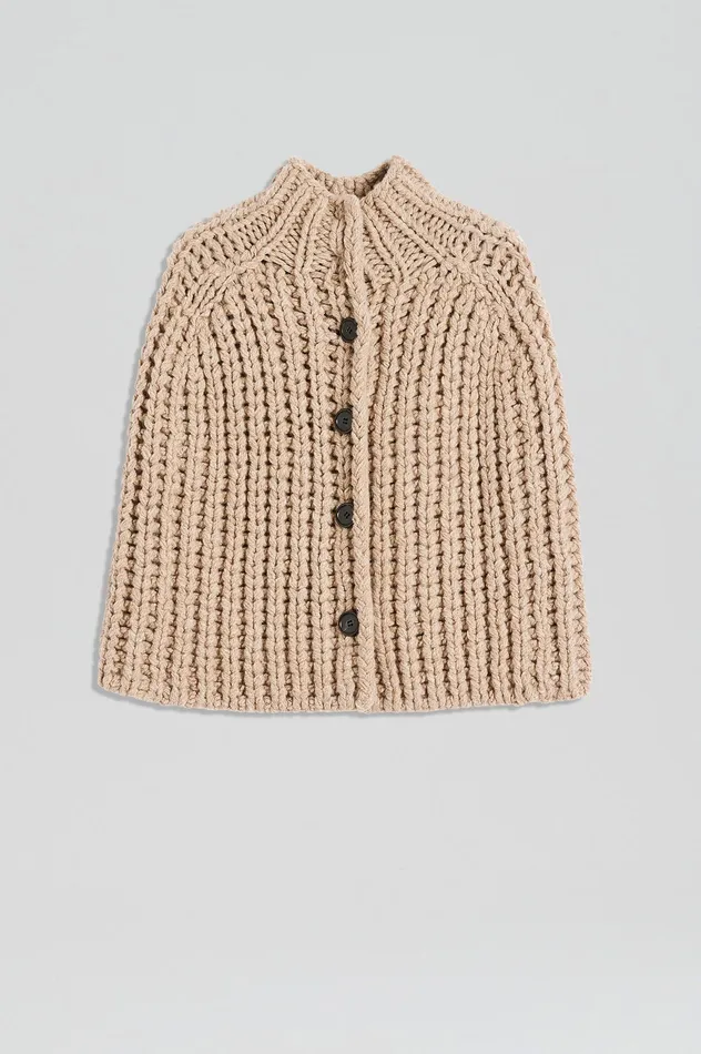 Knitwear Women Scanlan Theodore HANDKNIT CAPE TAUPE Knitwear Women Scanlan Theodore HANDKNIT CAPE TAUPE