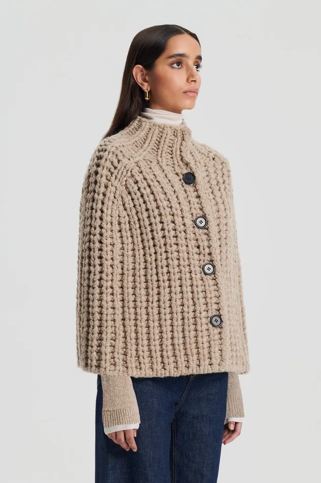 Knitwear Women Scanlan Theodore HANDKNIT CAPE TAUPE Knitwear Women Scanlan Theodore HANDKNIT CAPE TAUPE