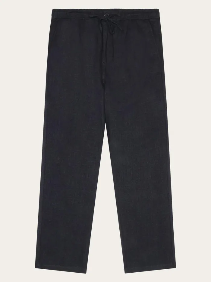 KnowledgeCotton Apparel Pants Loose Linen Pant Black Jet 8211 Men