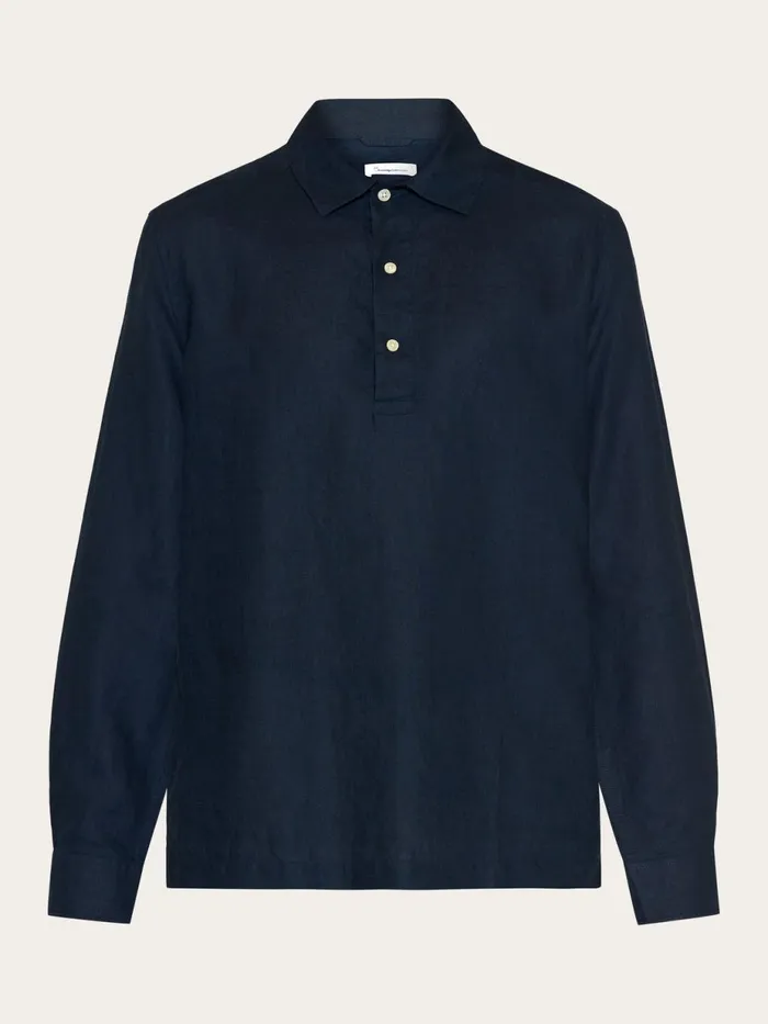 KnowledgeCotton Apparel Shirts Loose Linen Polo Shirt Gotsvegan 8211 Men