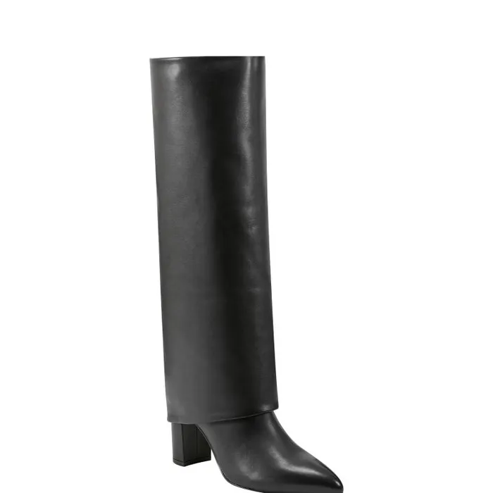 Marc Fisher Dress Boots Women Leina Block Heel Pointy Toe Dress Boot Black