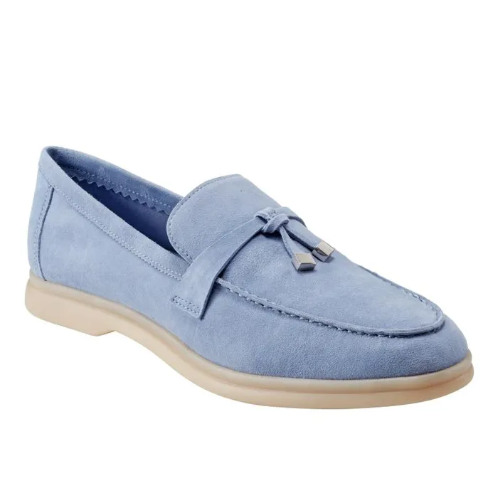 Marc Fisher Loafers and Flats Women Yanelli Casual Loafer Light Blue Suede
