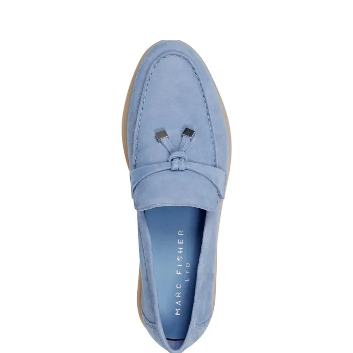 Marc Fisher Loafers and Flats Women Yanelli Casual Loafer Light Blue Suede