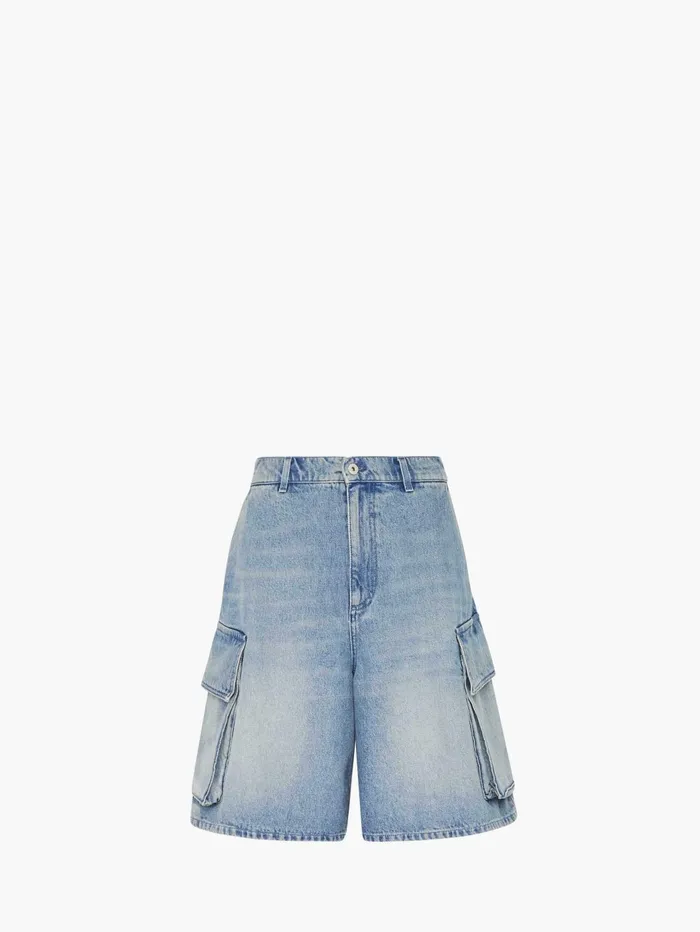 Men Denim JW Anderson CARGO DENIM SHORTS Light Blue
