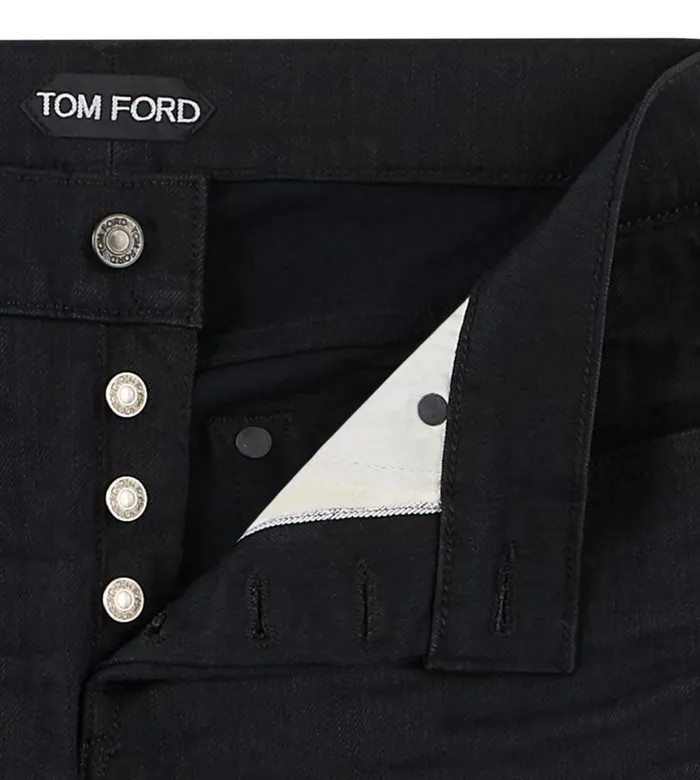 Men Jeans Tom Ford Slim Fit Stretch Japanese Selvedge Denim Black Men Jeans Tom Ford Slim Fit Stretch Japanese Selvedge Denim Black