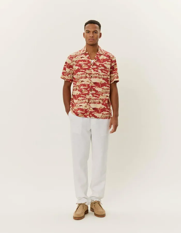 Men Lesley Ruins AOP SS Shirt 8211 Bossa NovaSummer Melon Les Deux ShirtsOvershirts