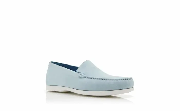Men Light Blue Suede Boat Shoes Manolo Blahnik Loafers
