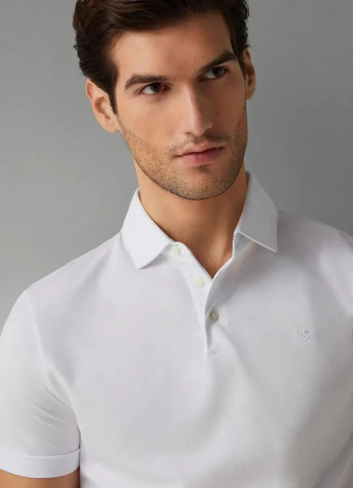 Men Polo Shirts Hackett London Classic Fit Pima Polo White