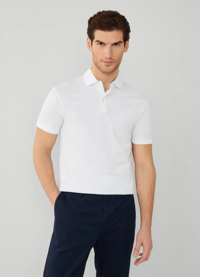 Men Polo Shirts Hackett London Classic Fit Pima Polo White