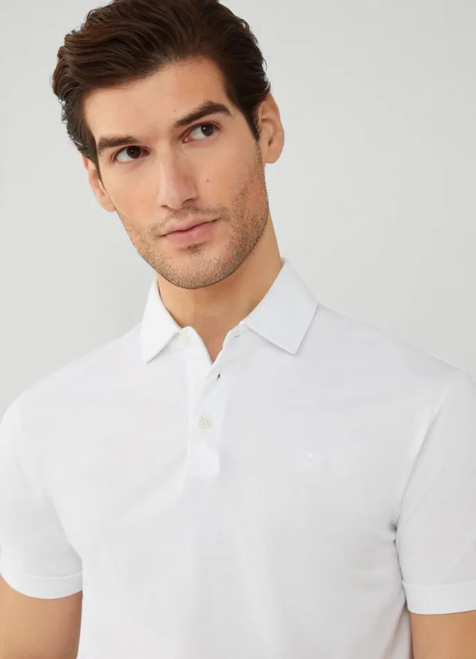 Men Polo Shirts Hackett London Classic Fit Pima Polo White