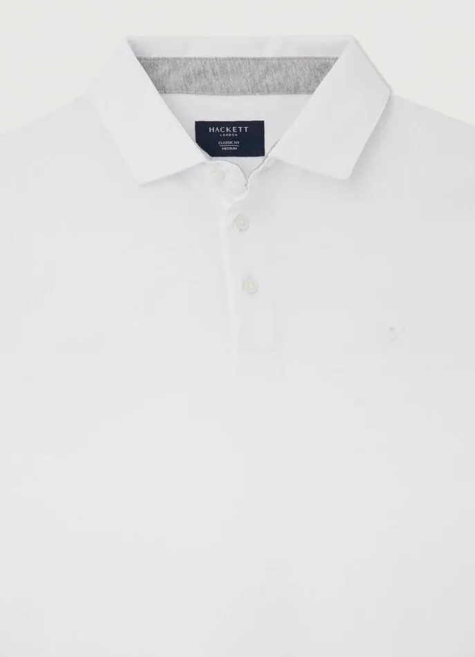 Men Polo Shirts Hackett London Classic Fit Pima Polo White