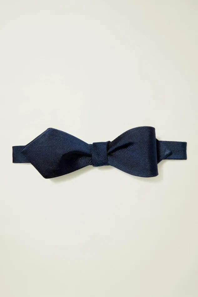 Men Premium Bowtie Navy Silk Bonobos Ties and Pocket Squares