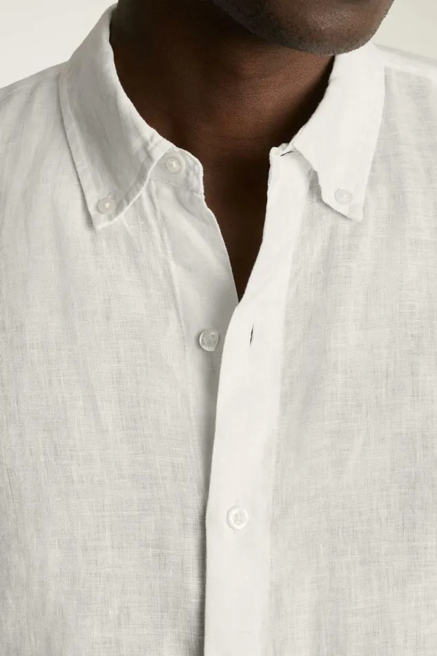 Men Riviera Linen Short Sleeve Shirt White Pearl Bonobos Casual Shirts