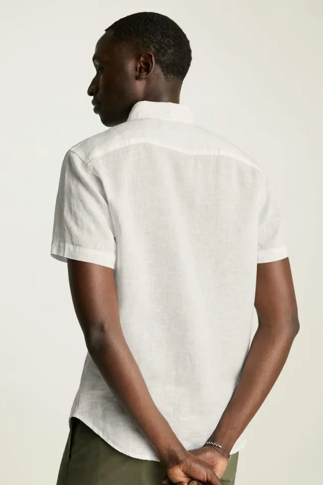 Men Riviera Linen Short Sleeve Shirt White Pearl Bonobos Casual Shirts