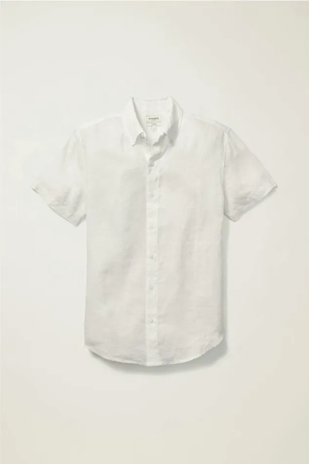 Men Riviera Linen Short Sleeve Shirt White Pearl Bonobos Casual Shirts