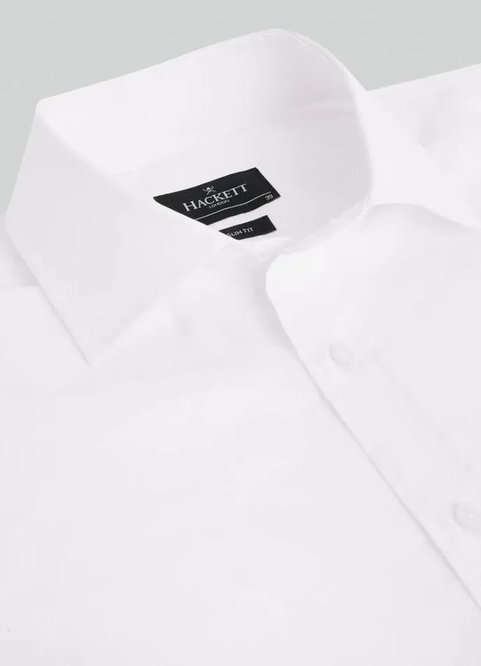 Men Shirts Hackett London Slim Fit Poplin Shirt White