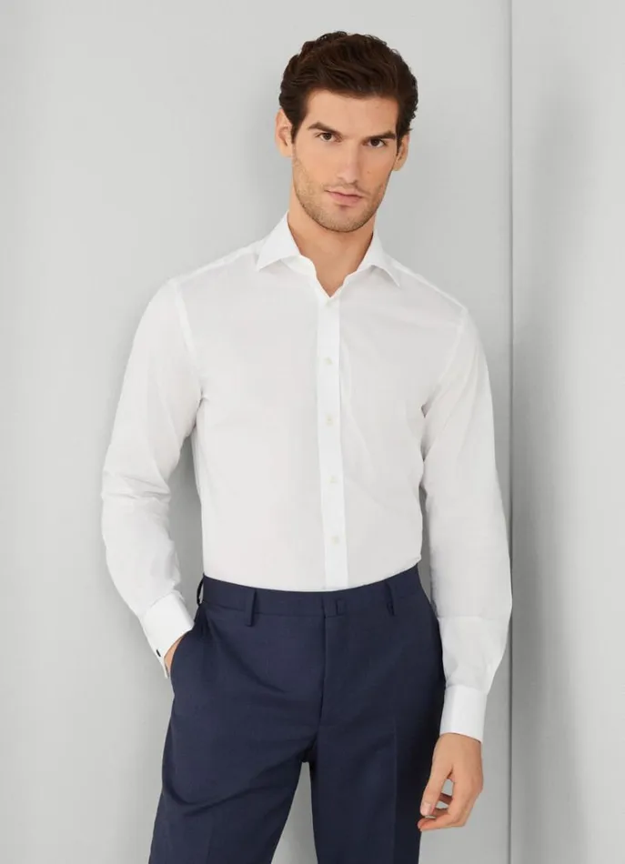 Men Shirts Hackett London Slim Fit Poplin Shirt White