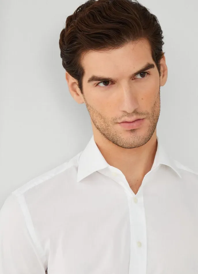 Men Shirts Hackett London Slim Fit Poplin Shirt White