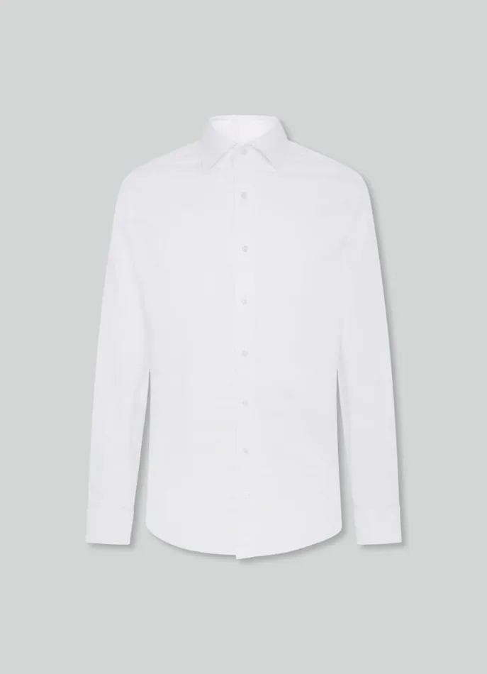 Men Shirts Hackett London Slim Fit Poplin Shirt White
