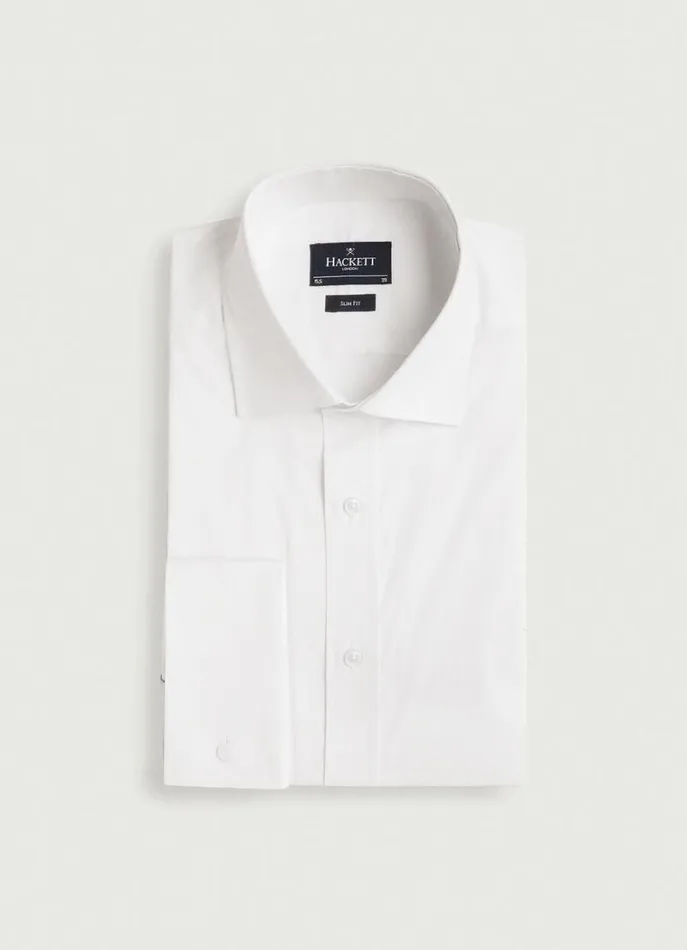 Men Shirts Hackett London Slim Fit Poplin Shirt White